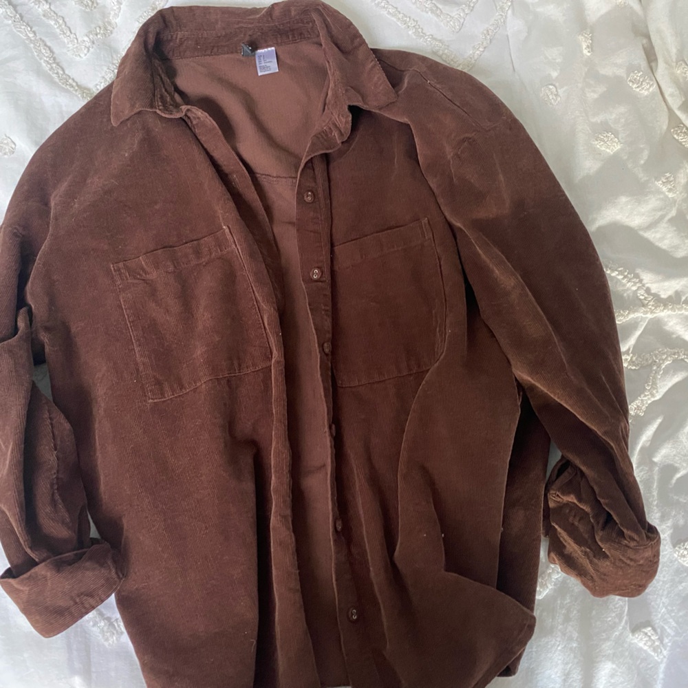 H&M brown corduroy cover up